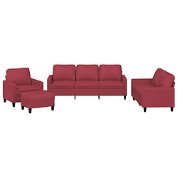 vidaXL Ensemble de canapés 4 pcs et coussins Rouge bordeaux Similicuir