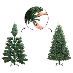 vidaXL Sapin de Noël mince avec bois véritable et cônes vert 150cm PVC pas cher