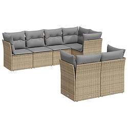 vidaXL Salon de jardin avec coussins 7 pcs beige résine tressée