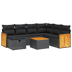 vidaXL Salon de jardin 8 pcs avec coussins noir résine tressée