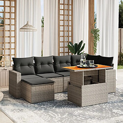 vidaXL Salon de jardin avec coussins 7 pcs gris résine tressée