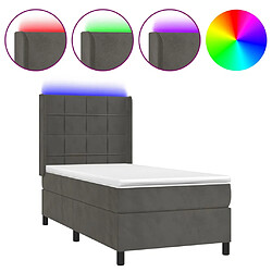 vidaXL Sommier à lattes de lit matelas et LED Gris foncé 100x200 cm