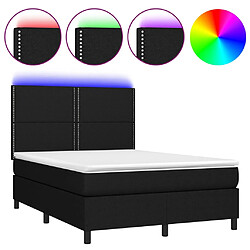 vidaXL Sommier à lattes de lit et matelas et LED Noir 140x190 cm Tissu