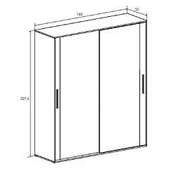 Pegane Armoire, meuble de rangement 2 portes coloris chêne vieilli - Longueur 180 x profondeur 55 x hauteur 207,6 cm