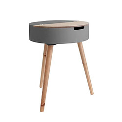 Toilinux 2 Tables de nuit coffre Scandinave - Diam. 45 cm - Gris