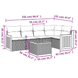 Avis vidaXL Salon de jardin 6 pcs avec coussins noir résine tressée