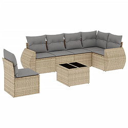 vidaXL Salon de jardin avec coussins 7 pcs beige résine tressée