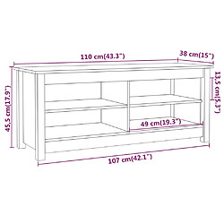 vidaXL Banc à chaussures 110x38x45,5 cm Bois de pin massif pas cher