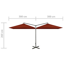 vidaXL Parasol de jardin double et mât en acier terre cuite 600x300 cm pas cher