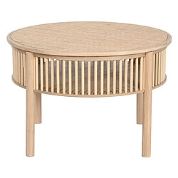 Pegane Table basse, table de salon ronde en bois coloris naturel - diamètre 75 x Hauteur 49 cm 