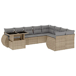 vidaXL Salon de jardin avec coussins 10 pcs beige résine tressée