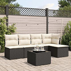 Maison Chic Salon de jardin 6 pcs avec coussins | Ensemble de Table et chaises | Mobilier d'Extérieur noir résine tressée -GKD88013