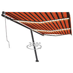 vidaXL Auvent automatique capteur de vent LED 600x350 cm Orange marron