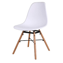 Toilinux Lot de 4 Chaises Jena structure en métal et pied en bois - Blanc