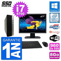 PC HP ProDesk 600 G3 SFF Ecran 27" i7-6700 RAM 8Go SSD 960Go Windows 10 Wifi · Occasion 