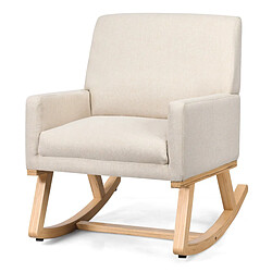 Helloshop26 Chaise à bascule pour chambre d'enfant fauteuil à bascule rembourré base en bois massif fauteuil inclinable moderne beige 20_0002283