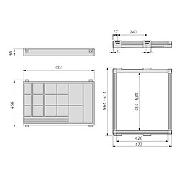 Kit de coulisses et tiroir organisateur Moka Emuca pour module 600 mm finition couleur moka