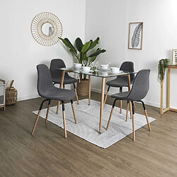 Toilinux Lot de 4 Chaises scandinave Phenix en tissu et métal - Gris pas cher