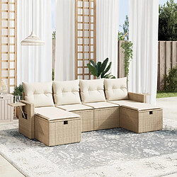 vidaXL Salon de jardin avec coussins 6 pcs beige résine tressée