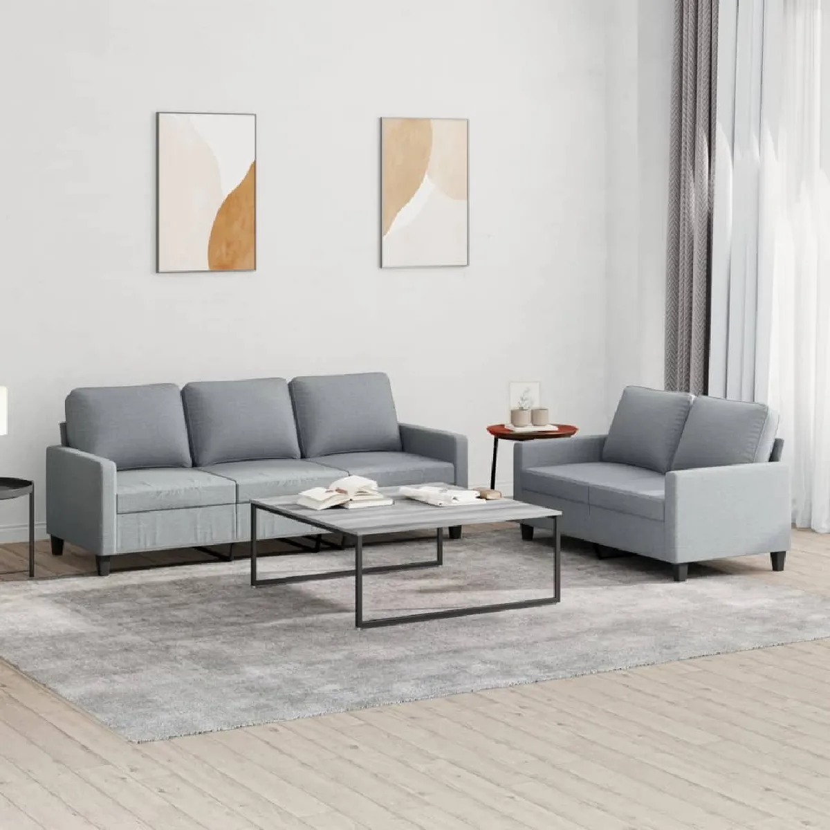 Maison Chic Ensemble de canapés 2 pcs avec coussins, Canapé droit Sofa pour Salon Gris clair Tissu -GKD230129