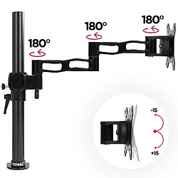 Duronic DM351X3 Support écran PC pour bureau à pince - Potence et bras en aluminium - Compatibilité universelle avec moniteur d'ordinateur LCD / LED VESA 75 / 100 - 2 Extensions pas cher