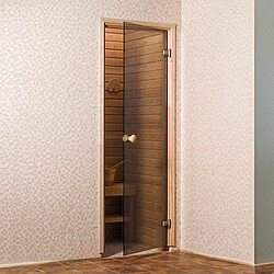 Desineo Porte de Sauna en Bronze 80 x 190 en verre trempé 8mm sécurite