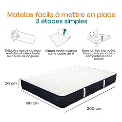 Acheter Visiodirect Matelas réversible NORA, King Size, 180x200 cm, en mousse mémoire de forme haute adaptabilité et ergonomique