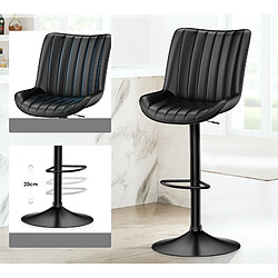 Avis BIGZZIA Tabourets de Bar en Cuir PU-Lot de 2 hauteur Réglable - réglable pivotant avec repose-pied-Noir