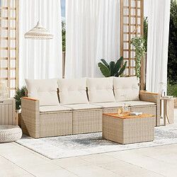 vidaXL Salon de jardin avec coussins 5 pcs beige résine tressée 