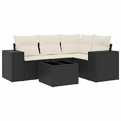 Maison Chic Salon de jardin 5 pcs avec coussins | Ensemble de Table et chaises | Mobilier d'Extérieur noir résine tressée -GKD16787