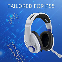 Chrono Casque de jeu pour PS4, PS5, Nintendo Switch, micro unique marche-arrêt et contrôle du volume, avec microphone antibruit, compatible avec Xbox Series S, Mac, PC et mobile, poids léger de 0,55 lb(Blanc)