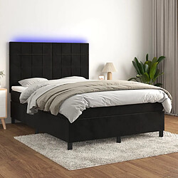 vidaXL Sommier à lattes de lit matelas et LED Noir 140x200 cm Velours 