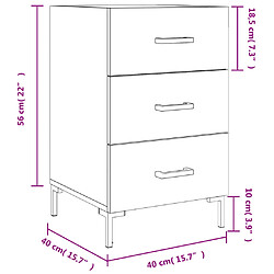 vidaXL Table de chevet gris béton 40x40x66 cm bois d'ingénierie pas cher