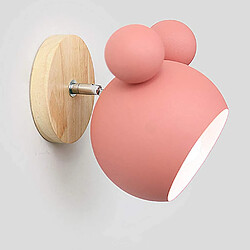 BESTA Style nordique mignon ours en bois applique murale intérieure lampe de lecture de chevet pour chambre salon chambre d'enfant (Rose)