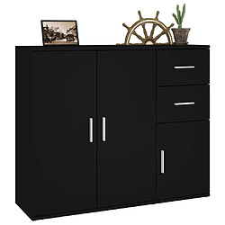 Maison Chic Buffet,Meuble de Rangement,commode pour salon,Cuisine Noir 91x29,5x75 cm Bois d'ingénierie -MN94534 pas cher