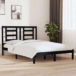 vidaXL Cadre de lit sans matelas noir 135x190 cm bois de pin massif 