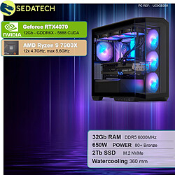 Sedatech PC Gamer V360 • AMD Ryzen 9 7900X • RTX4070 • 32Go DDR5 • 2To SSD M.2 • sans OS