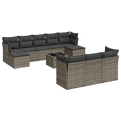 Maison Chic Salon de jardin 11 pcs avec coussins | Ensemble de Table et chaises | Mobilier d'Extérieur gris résine tressée -GKD43527