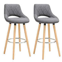 Helloshop26 Tabouret de bar en lin avec dossier et repose-pieds, lot de 2 pièces gris foncé 19_0000553 