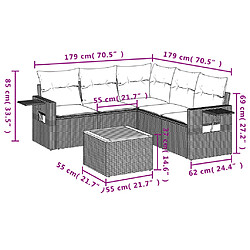 Acheter vidaXL Salon de jardin 6 pcs avec coussins noir résine tressée