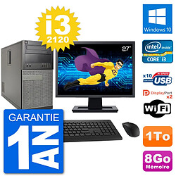 PC Tour Dell 7010 Ecran 27" Intel i3-2120 RAM 8Go Disque 1To Windows 10 Wifi · Occasion 