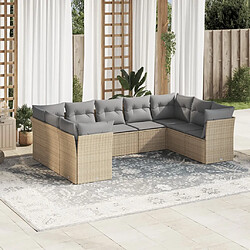 vidaXL Salon de jardin avec coussins 9 pcs beige résine tressée