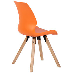 Acheter Decoshop26 Chaise de salle à manger x1 design scandinave en plastique et PVC orange et pieds en bois carrés clair 10_0002306