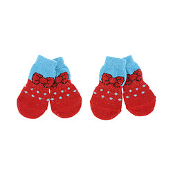 4 pcs chien chaussettes chien plancher poignée chaussettes chaussures bottes antidérapant protecteur chaussettes l rouge