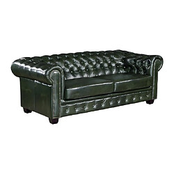 Avis Vente-Unique Canapé chesterfield 3 places BRENTON 100% cuir de buffle - Vert empire