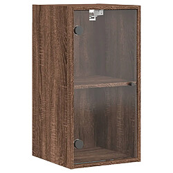 vidaXL Armoire murale avec portes en verre chêne marron 35x37x68,5 cm