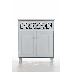 La Chaiserie Commode Pauly du Style campagnard, Largeur 65 cm, Hauteur 76 cm, profondeur 35 cm, 2 Portes Blanc