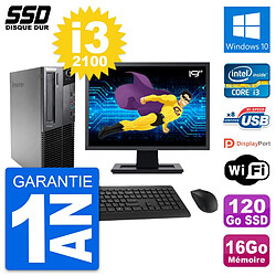 PC Lenovo M82 SFF Ecran 19" Intel i3-2100 RAM 16Go SSD 120Go Windows 10 Wifi - Occasion