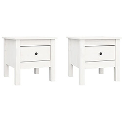 vidaXL Tables d'appoint 2 pcs Blanc 40x40x39 cm Bois massif de pin