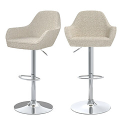 Rendez Vous Deco Chaise de bar Adam effet laine bouclette blanc cassé 63/83 cm (lot de 2) 